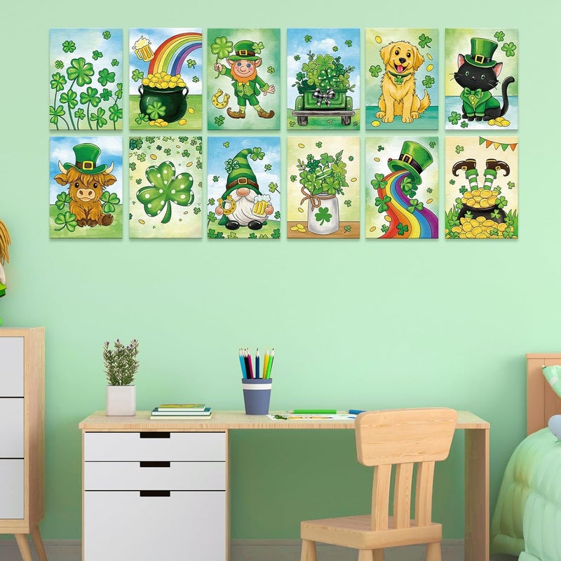 Anseal 12 Packs St. Patrick's Day Pre Drawn Canvas to Paint, 5" X 7" Pre Printed Canvas for Painting, Pre Stretched Canvas Outline Painting Boards for Paint Lovers, Party Favor - Image 5